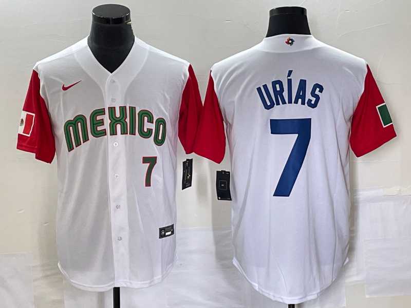 Men's Mexico Baseball #7 Julio Urias Number 2023 White Red World Classic Stitched Jersey5,We sell and wholesale Men's Mexico Baseball #7 Julio Urias Number 2023 White Red World Classic Stitched Jersey5 on line form chian!